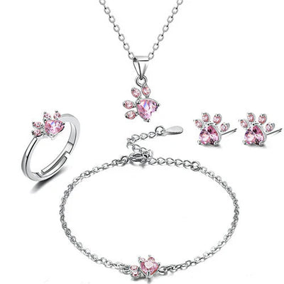 Arbour -4-piece jewelry set in rose gold with paw & zirconia heart