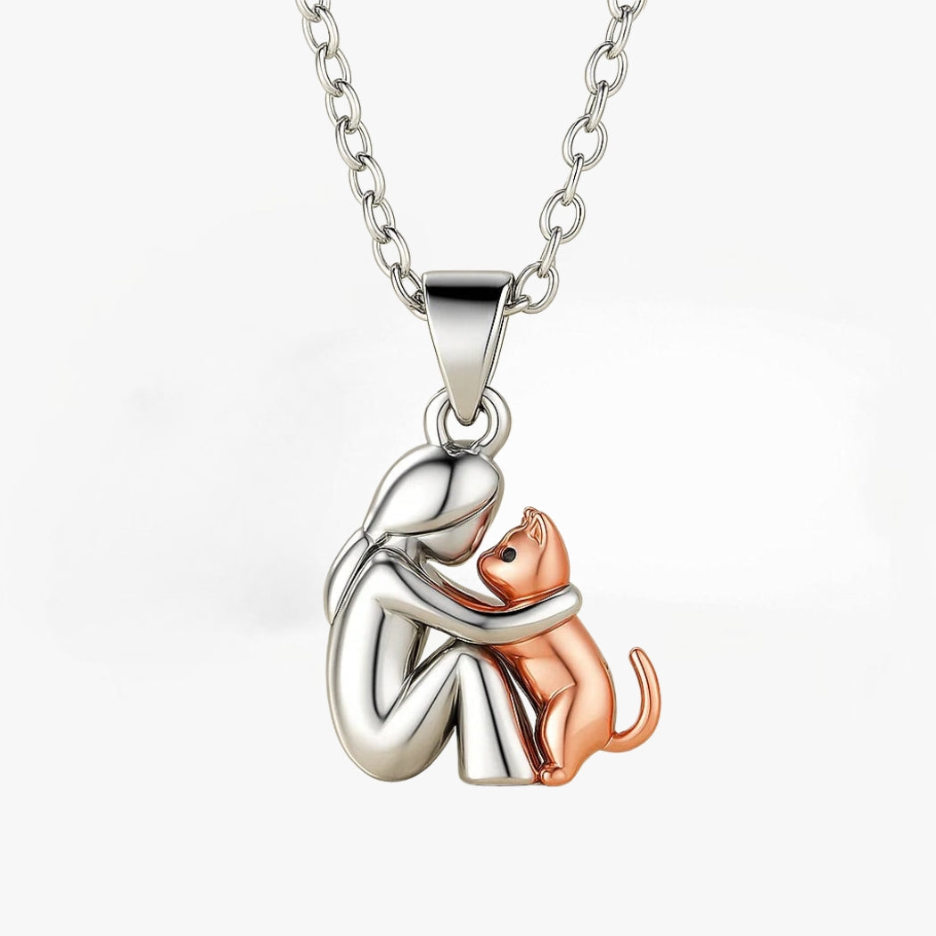 Aria – Gentle Cat Embrace Necklace (Gold & Rose Gold)