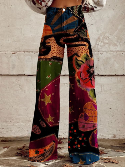 Olivia™ | Vintage Colourful Printed Wide Leg Pants