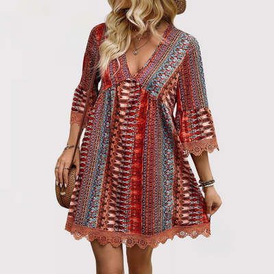 Melina | Boho Chic V-Neck Dress