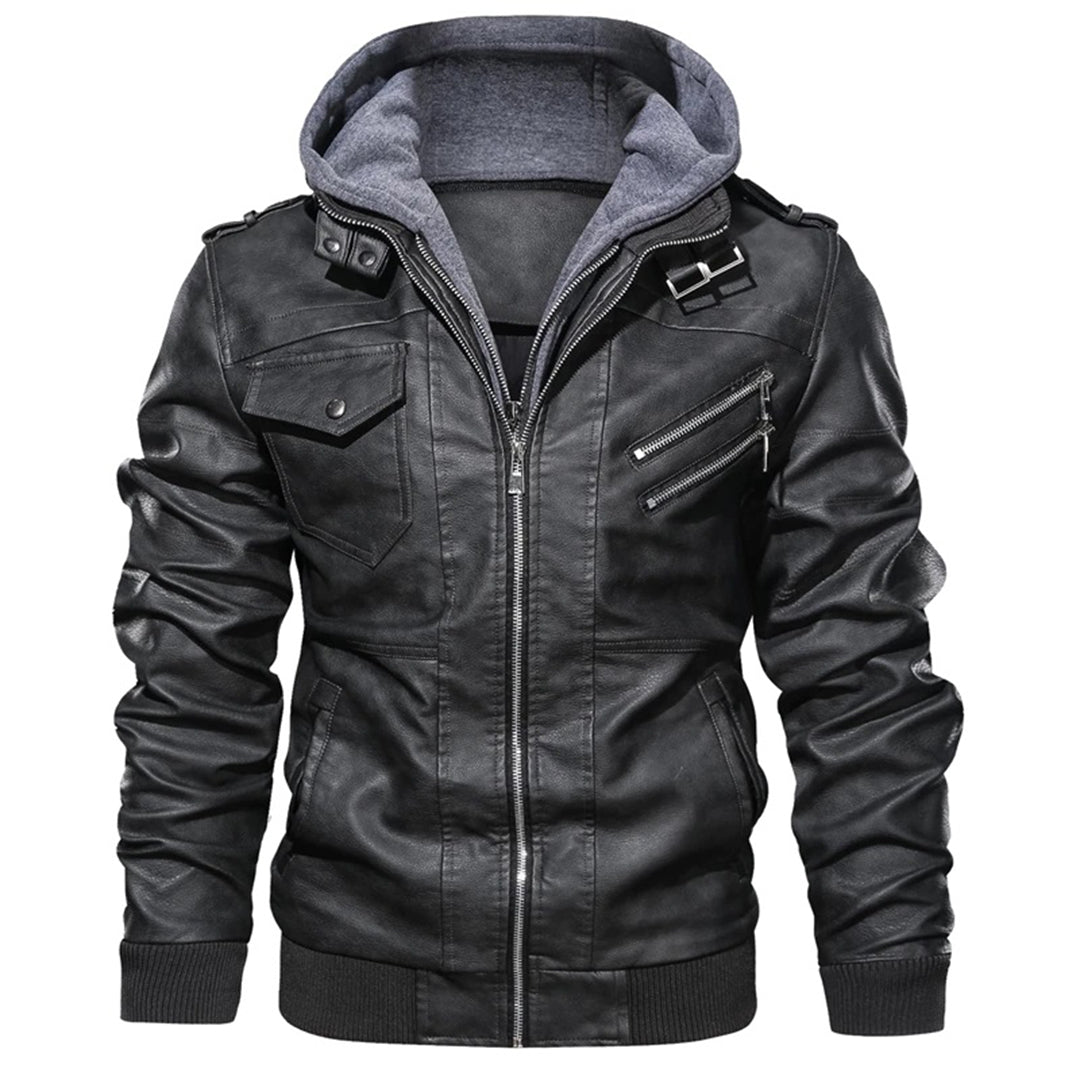 Jacob - Men's Leather Jacket with Hood