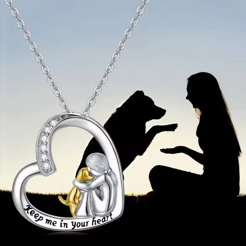 Mila – Two-Tone Dog Embrace Necklace (Silver & Gold)