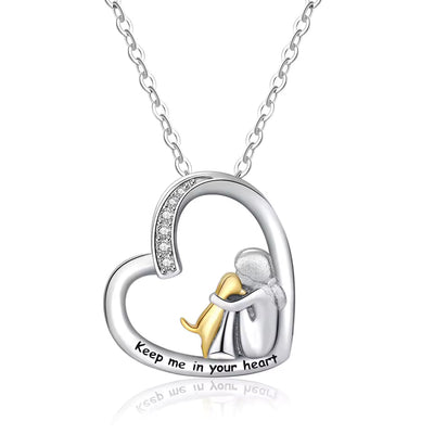 Mila – Two-Tone Dog Embrace Necklace (Silver & Gold)