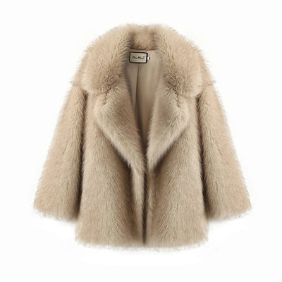 Oversized Gradient Faux Fox Fur Coat