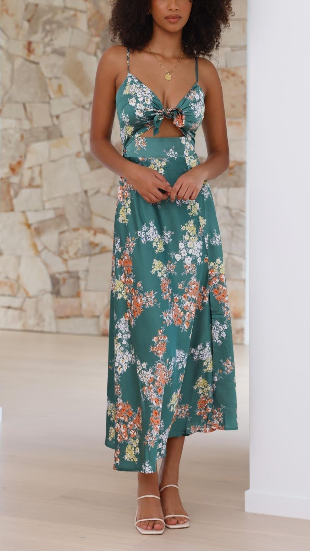 SATIN FLORAL DRESS