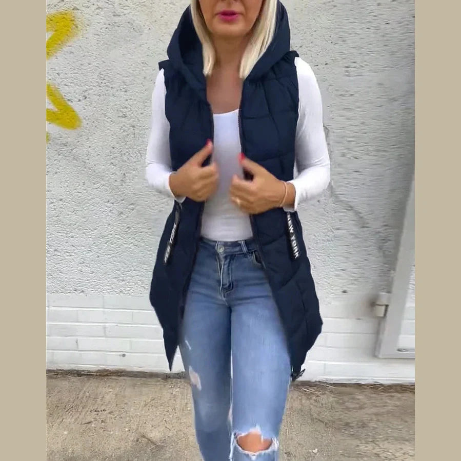 Melina – Sleeveless Padded Coat with Zipper