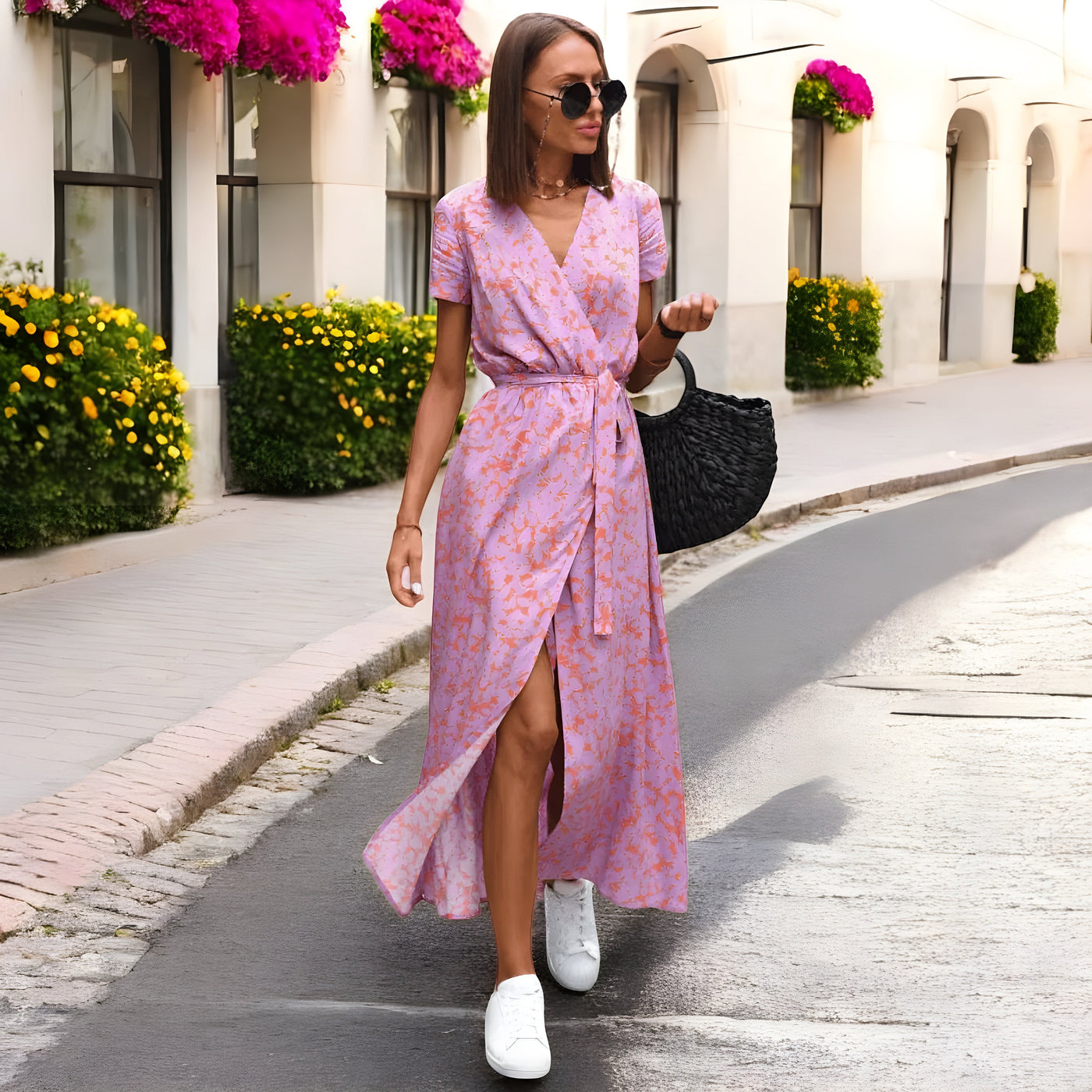 Delaney | Stylish Floral Print Wrap Dress