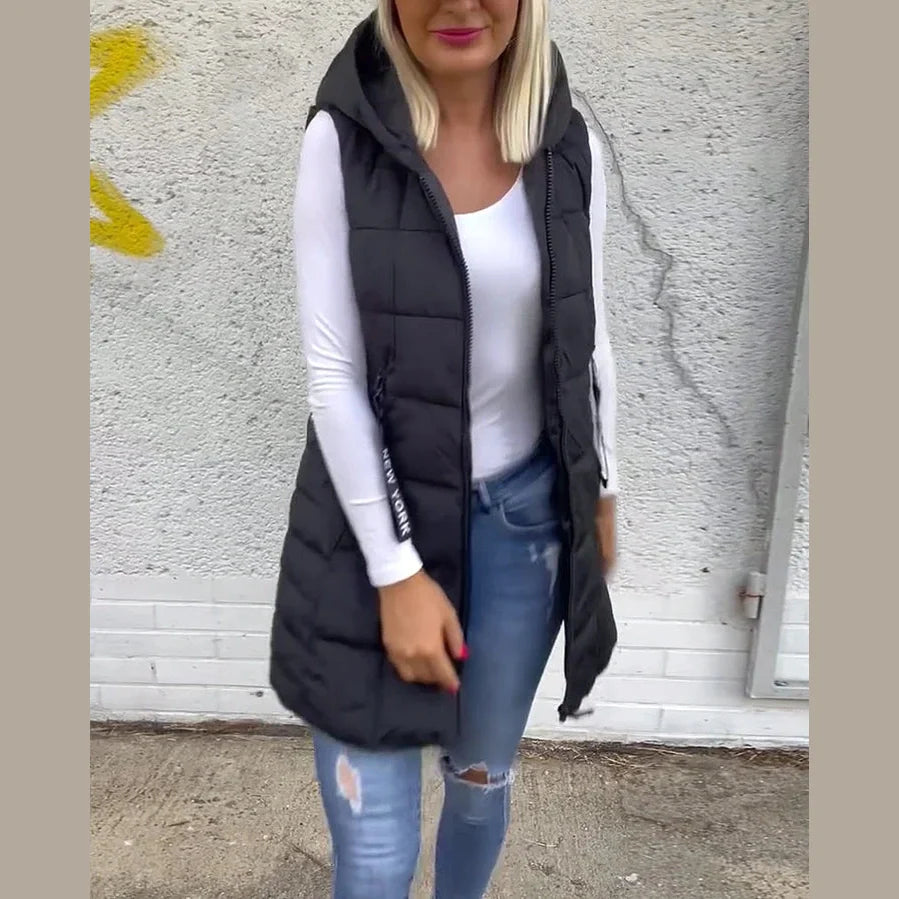 Melina – Sleeveless Padded Coat with Zipper
