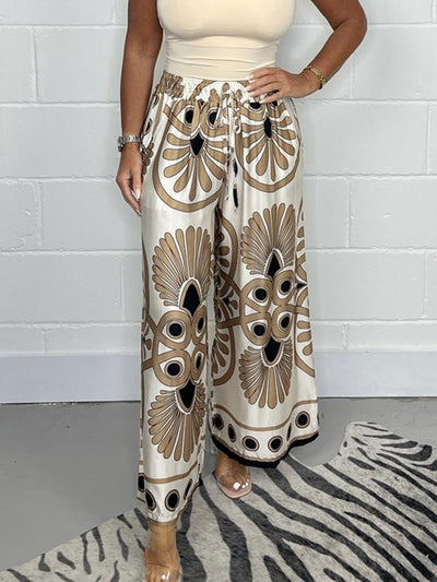 Sally | Trendy Printed Satin Track Pants